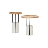 Cloch Tall End Table by Sketch. Solid Oak Top with Terrazzo Feta Base 380 Dia x 560H